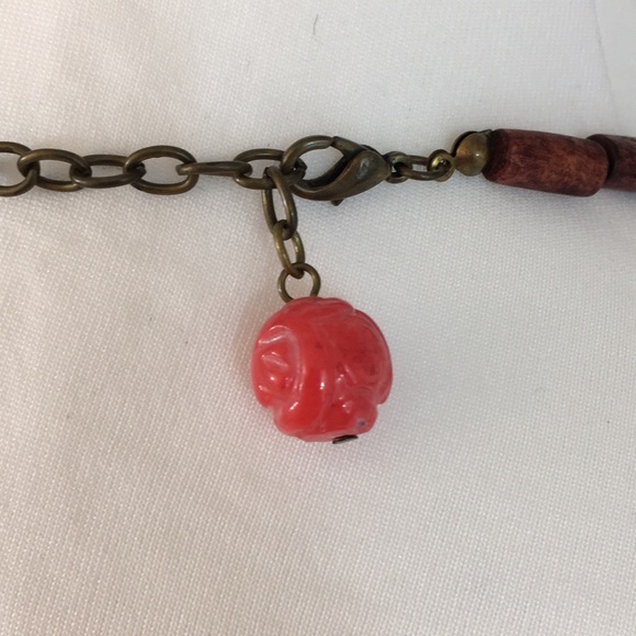 Chunky Red Beaded Necklace - Picture 5 of 6